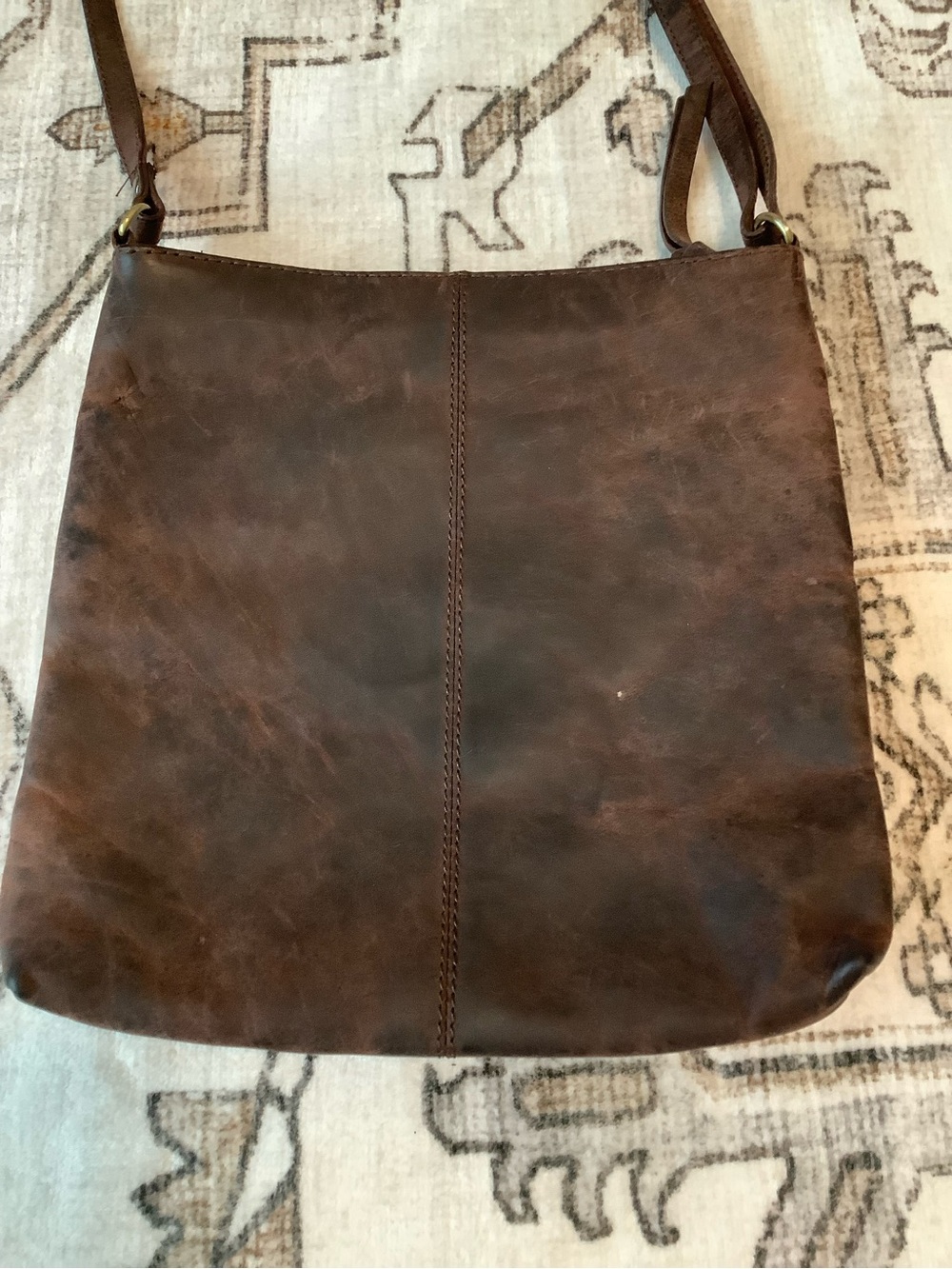 Estalon Women’s Brown Leather Messenger Crossbody Bag - Picture 3 of 5